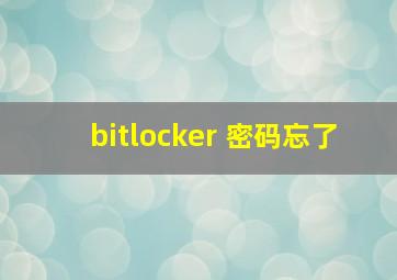 bitlocker 密码忘了